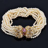 14K Gold, Diamond, Ruby & Akoya Pearl Estate Bracelet - Sold for $1,536 on 11-09-2023 (Lot 1070).jpg
